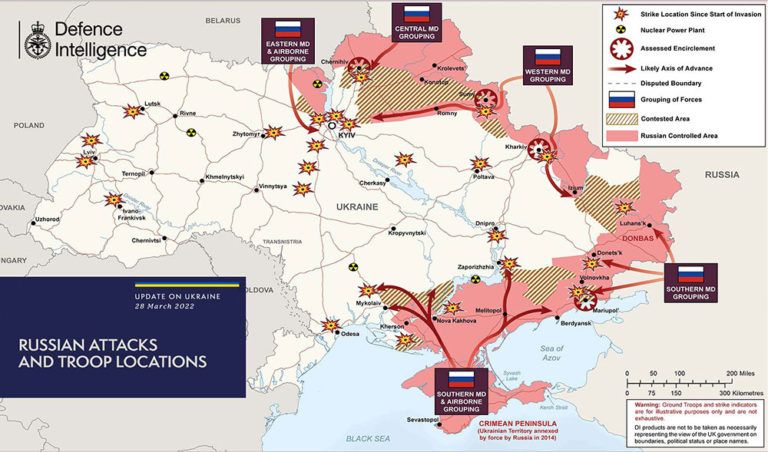 Карта боїв в Україні станом на 28.03.2022