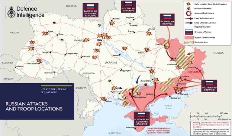 Актуальна карта бойових дій в Україні та небезпечні напрямки на 14 квітня