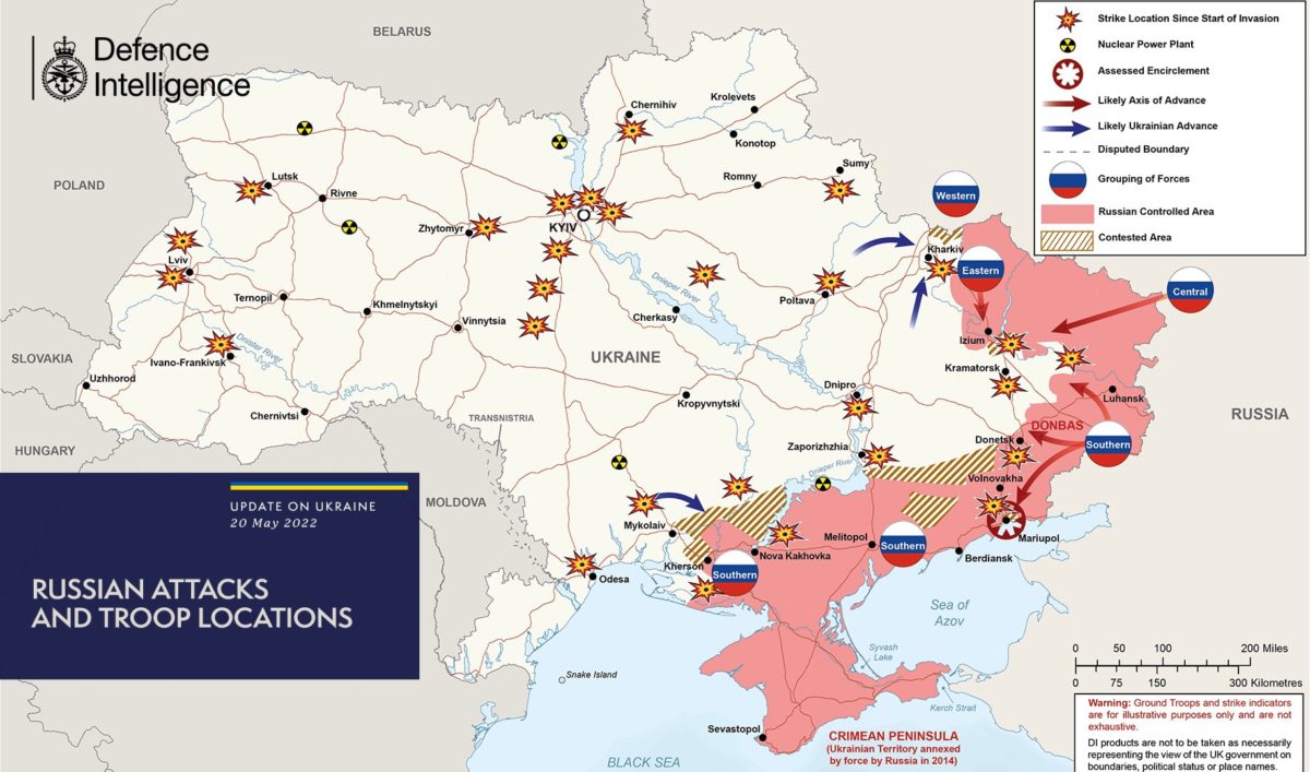 Актуальна карта бойових дій в Україні та небезпечні напрямки на 20 травня