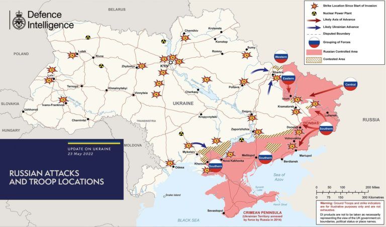 Актуальна карта бойових дій в Україні та небезпечні напрямки на 24 травня