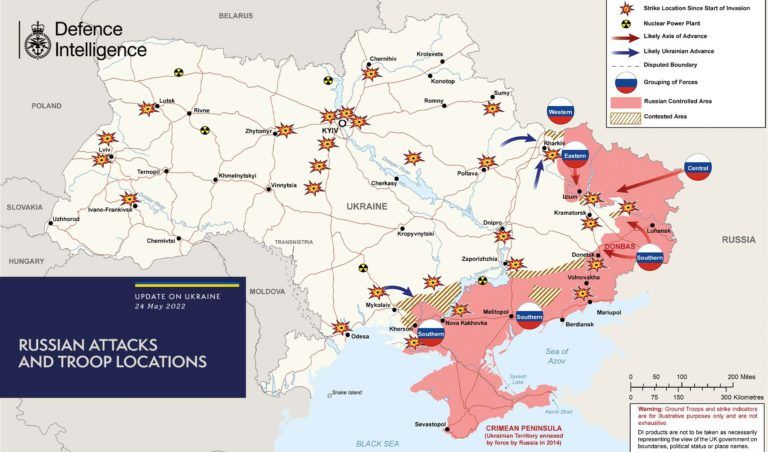 Актуальна карта бойових дій в Україні та небезпечні напрямки на 25 травня