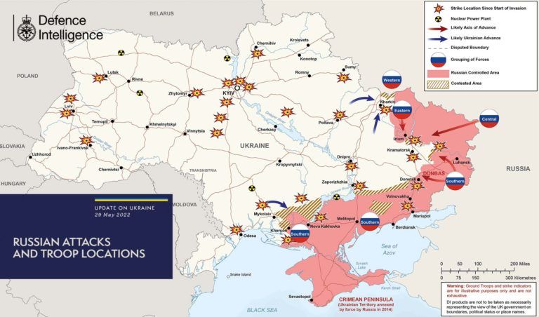 Карта бойових дій в Україні 30 травня
