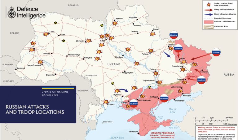 Карта бойових дій в Україні 29.06.2022