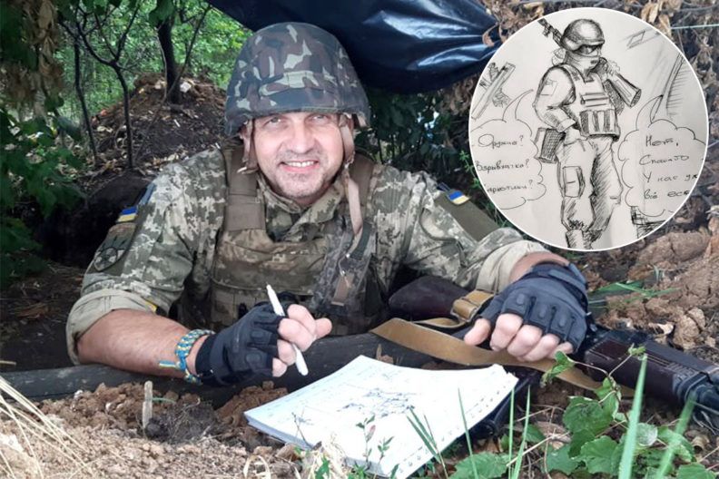 Військовий Руслан, який мал.є комікси на фронті