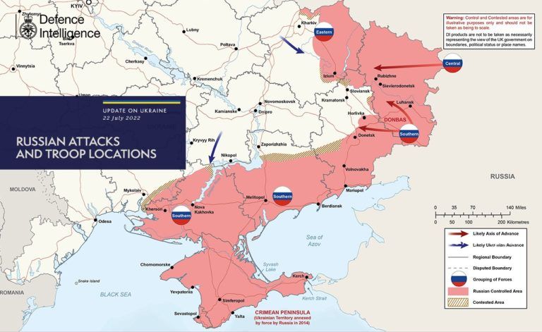 Карта бойових дій в Україні станом на 23 липня