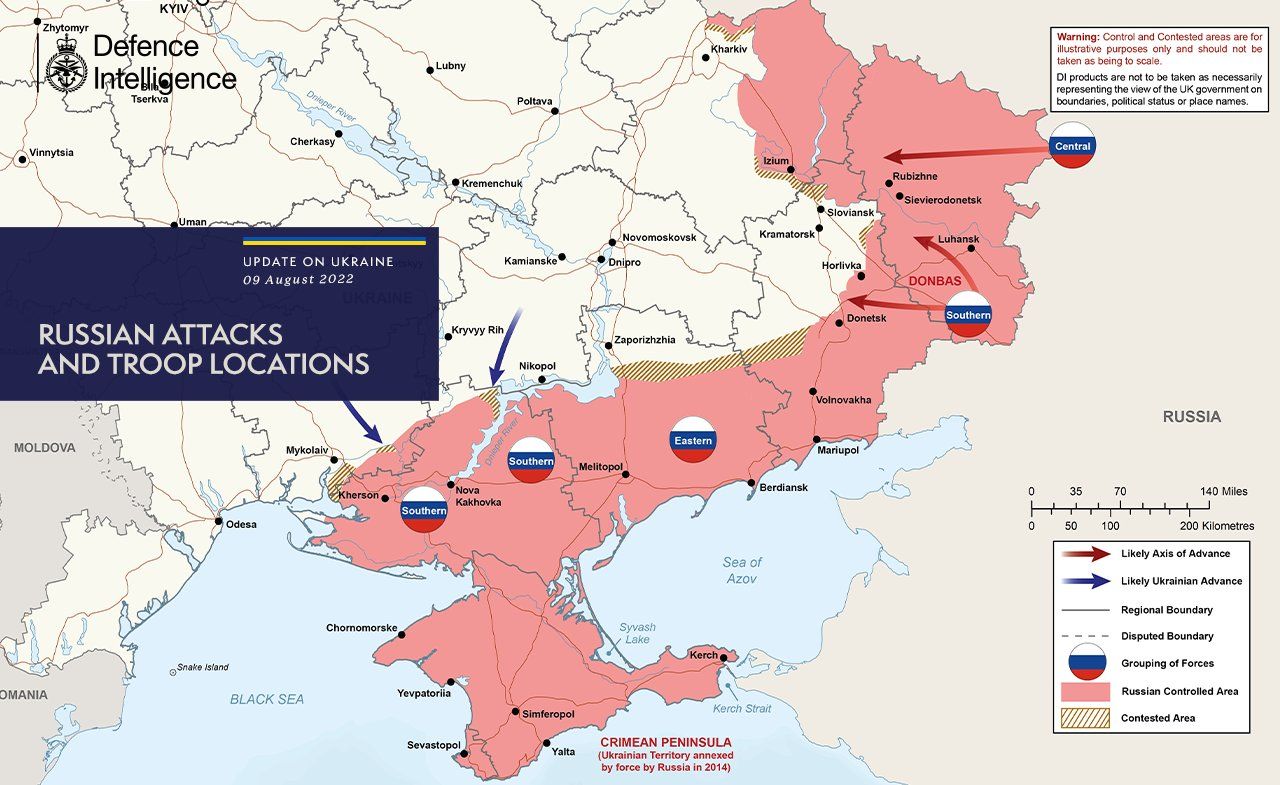 Карта бойових дій в Україні та небезпечні напрямки станом на - 10 серпня
