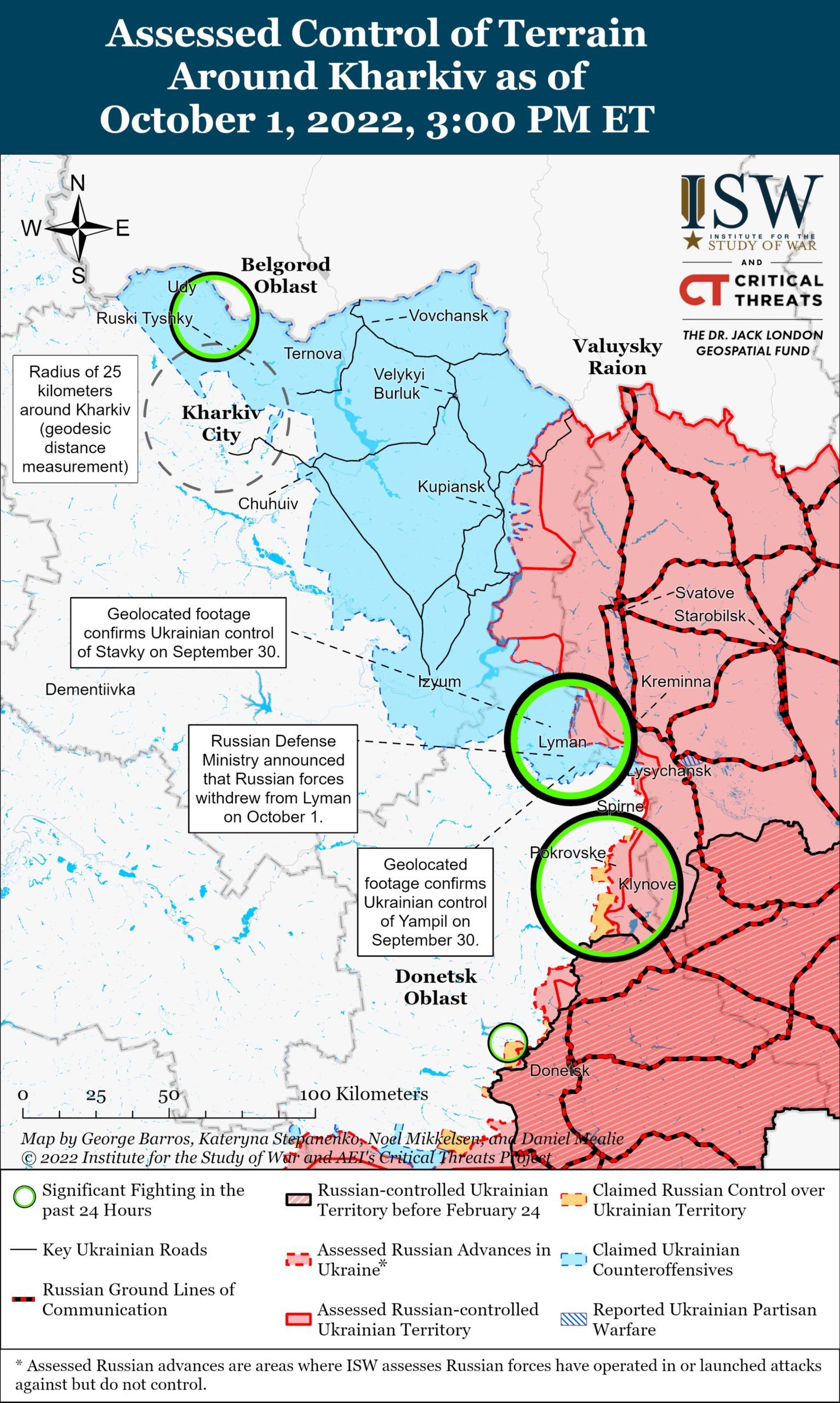 Карта бойових дій в Україні 3 жовтня