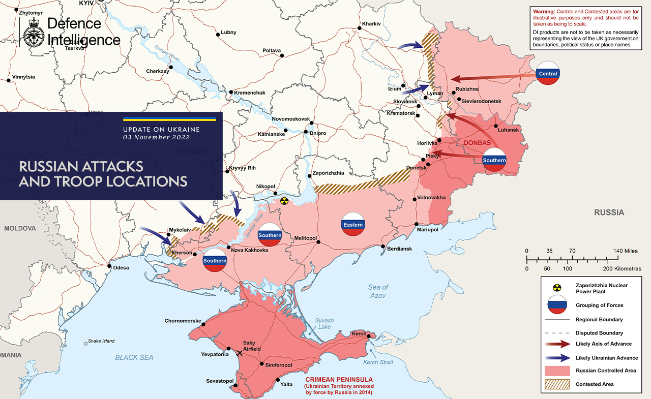 Карта бойових дій в Україні 04.11.2022