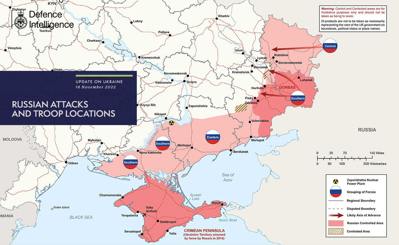 Карта бойових дій в Україні 19.11.2022