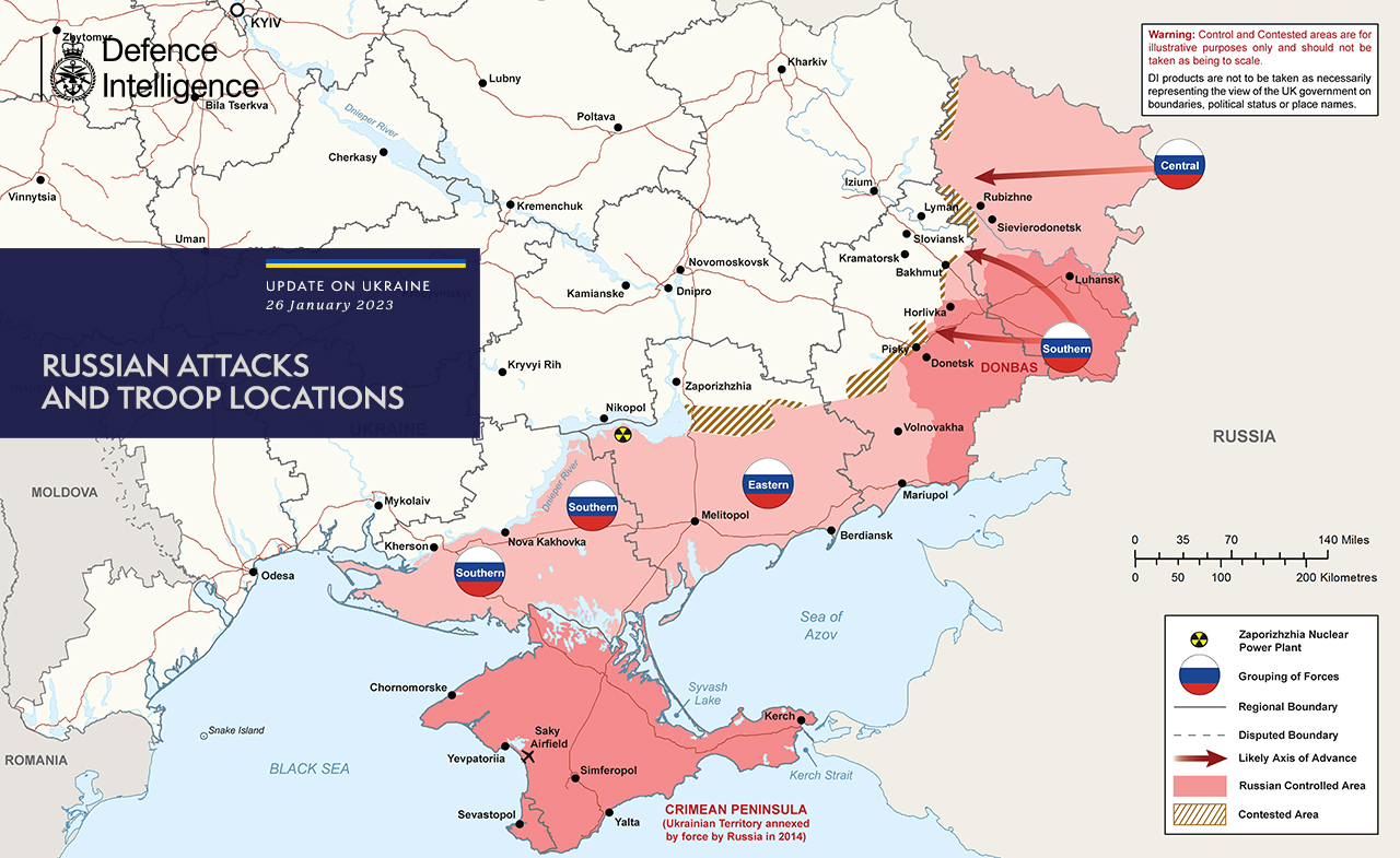 Карта бойових дій в Україні 27.01.2023
