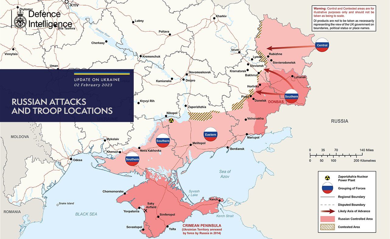 Карта бойових дій в Україні 03.02.2023