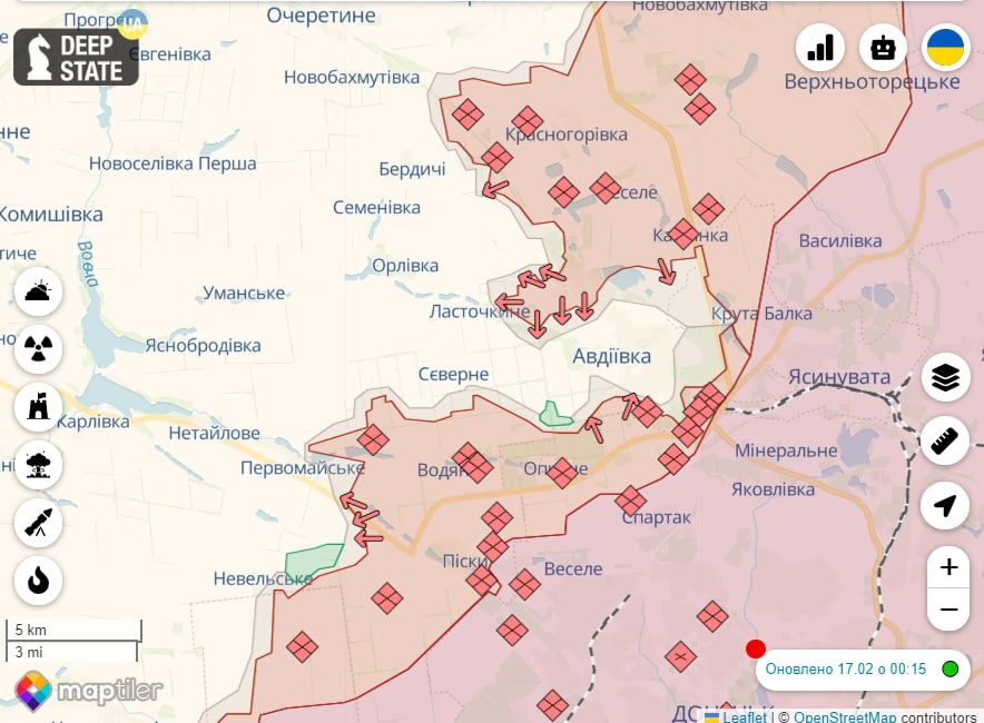 Авдеевка на карте боевых действий