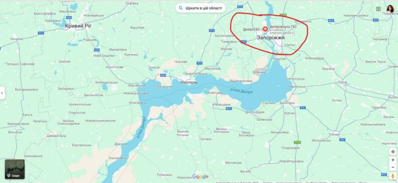 ДнепроГЭС на карте