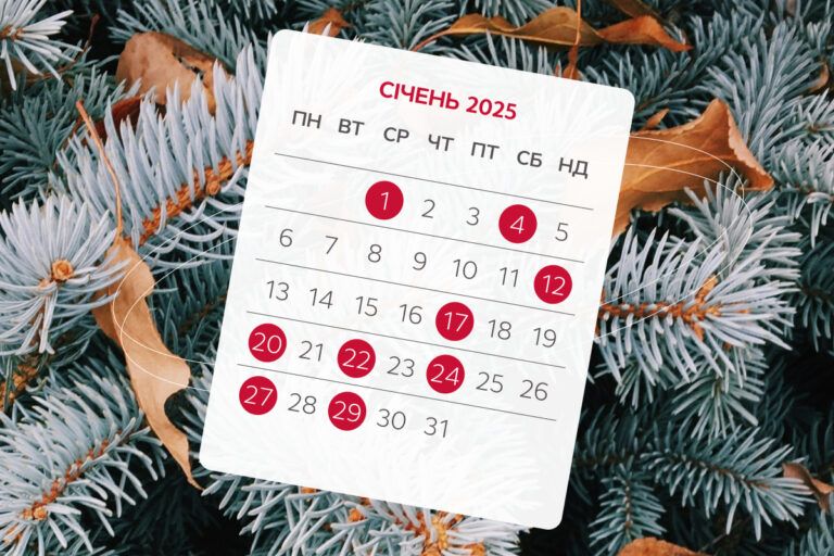 Державні свята та вихідні у січні 2025 новий календар України