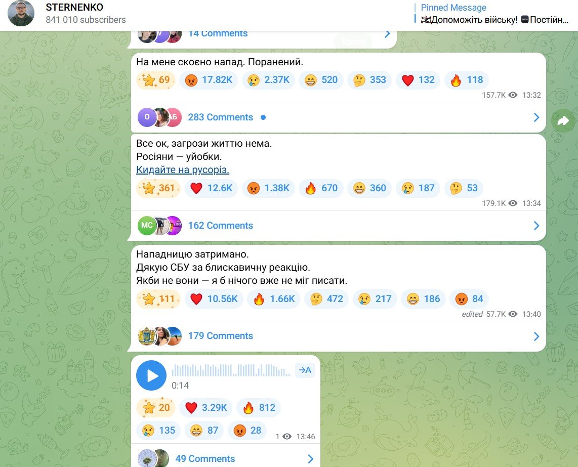 стерненко нападение