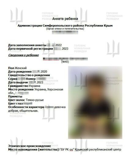 Українська розвідка отримала списки викрадених Росією дітей