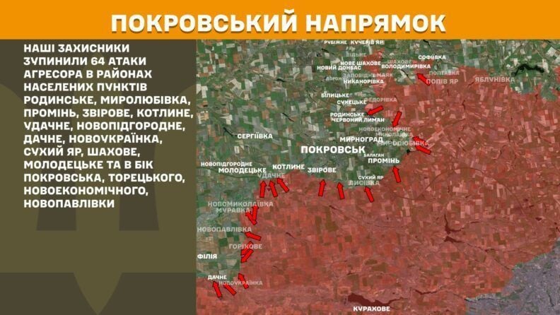 Карта бойових дій 9 вересня 2025: понад 50 атак на Новопавлівському напрямку